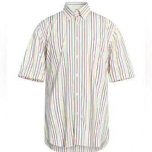 Paul & Shark multi striped short sleeve cotton button down sport golf shirt 44